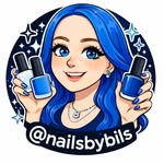 Nails by Bils blue-haired illustrated logo